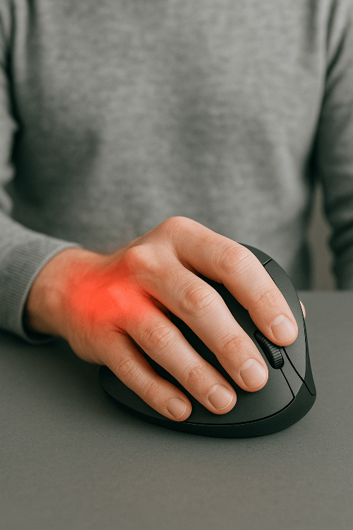인체공학 마우스를 사용하는 모습