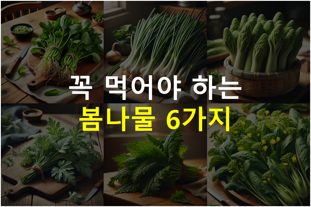 봄나물 추천 6가지 (두릅/냉이/달래/쑥/씀바귀/유채)