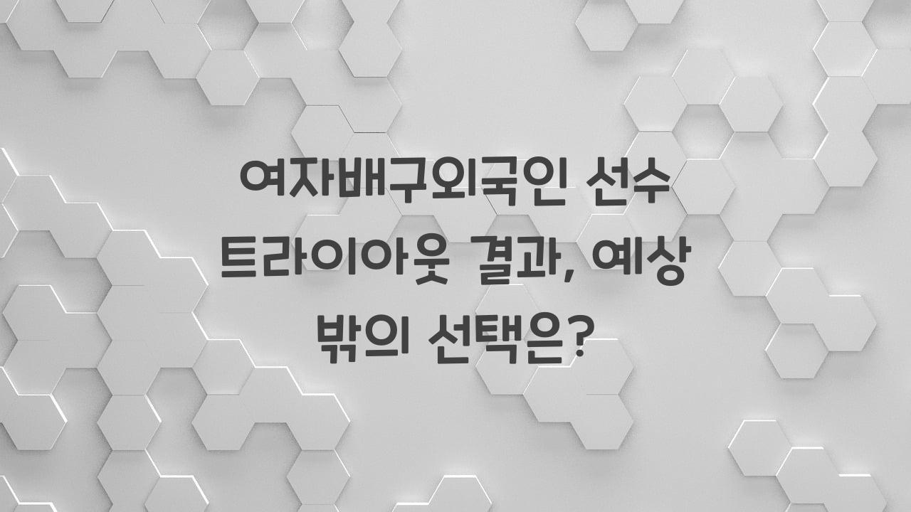 여자배구외국인