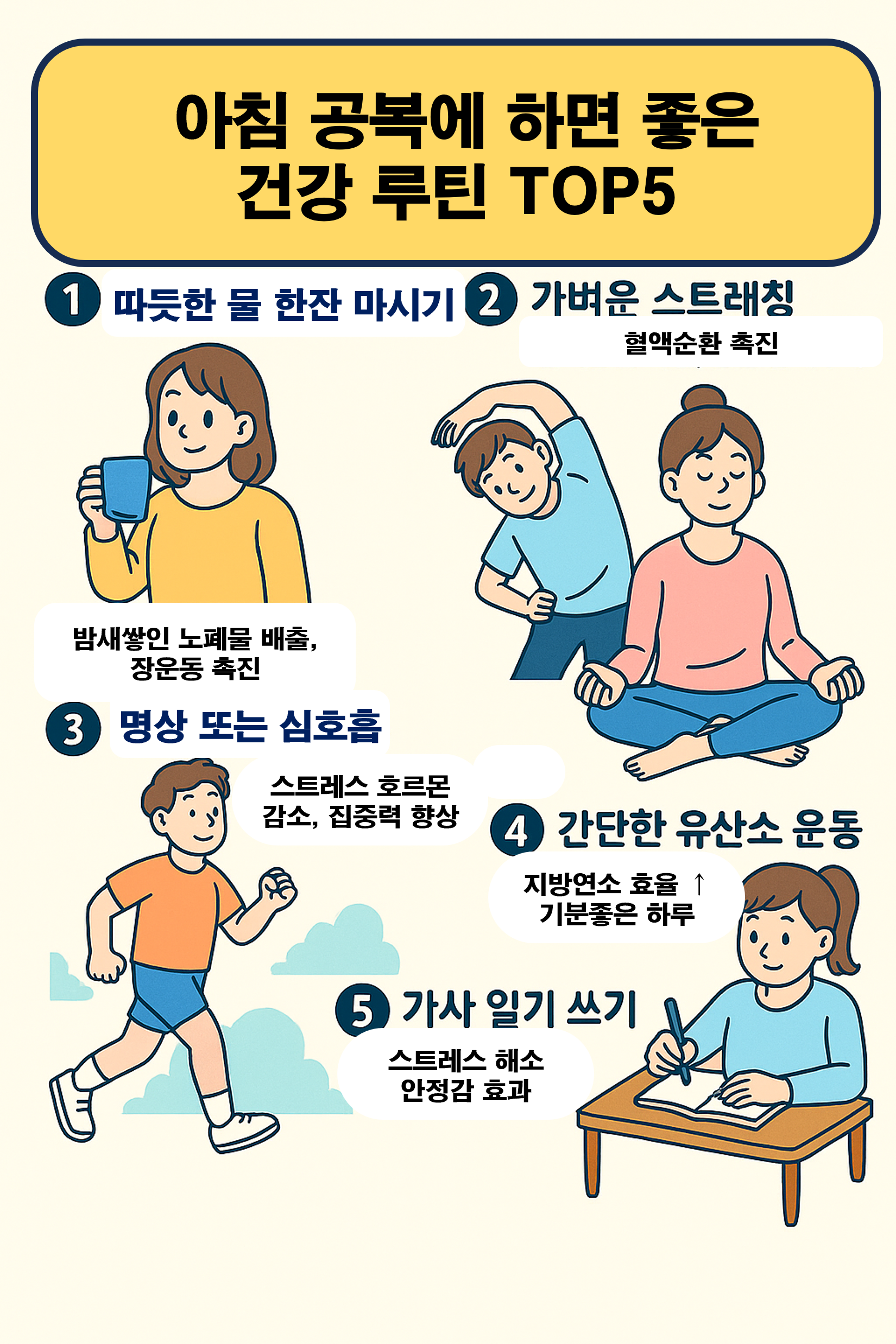 아침 공복에 하면 좋은 건강 루틴 TOP 5