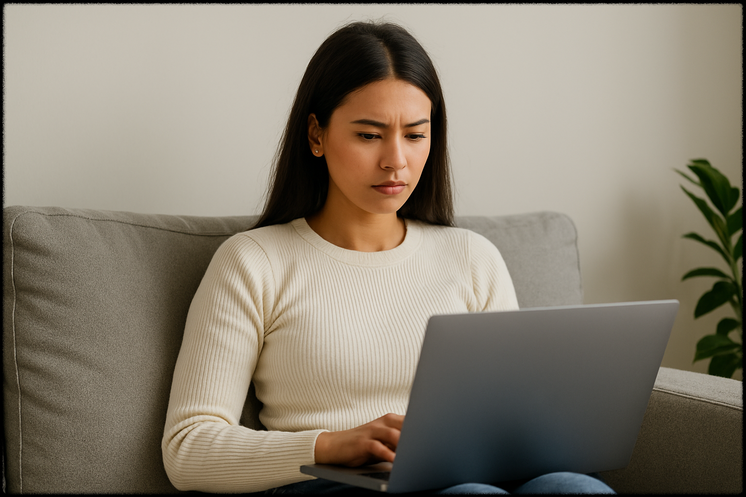 노트북을 통해 부업 정보를 탐색하는 여성의 모습