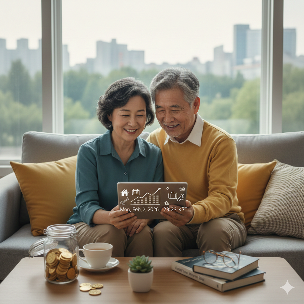 퇴직연금(DB, DC, IRP)으로 준비하는 여유로운 노후 생활과 자산 관리 컨셉 이미지