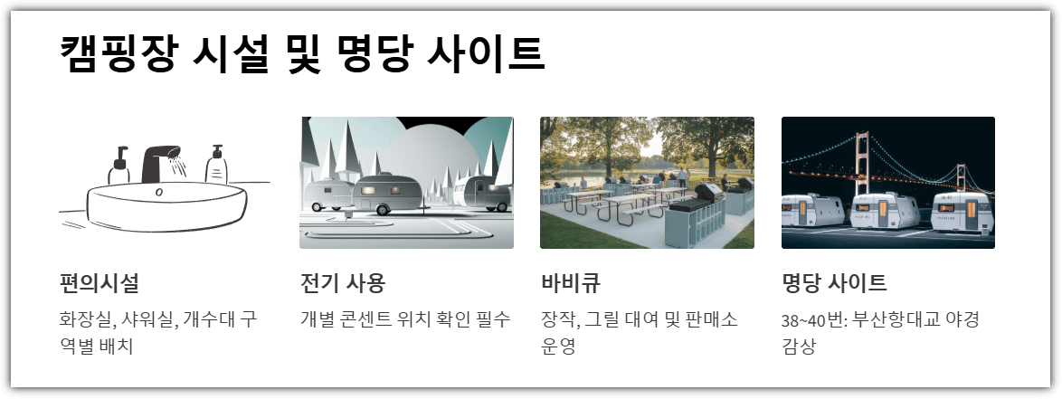 캠핑장 시설 및 명당 사이트