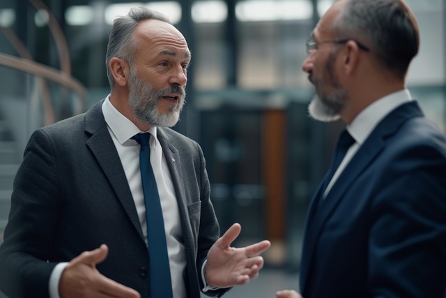 두 중장년의 남자가 이야기하고 있는 모습