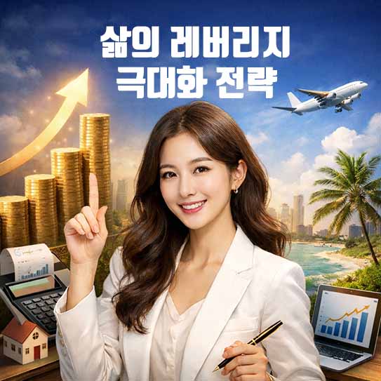 삶의 레버리지, 레버리지 전략, 시간 관리, 자기 계발, 성장 마인드셋, 지식 활용, 관계 구축, 자본 투자, 생산성 향상