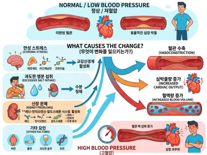 저혈압에서 고혈압으로 바뀌는 원인은?