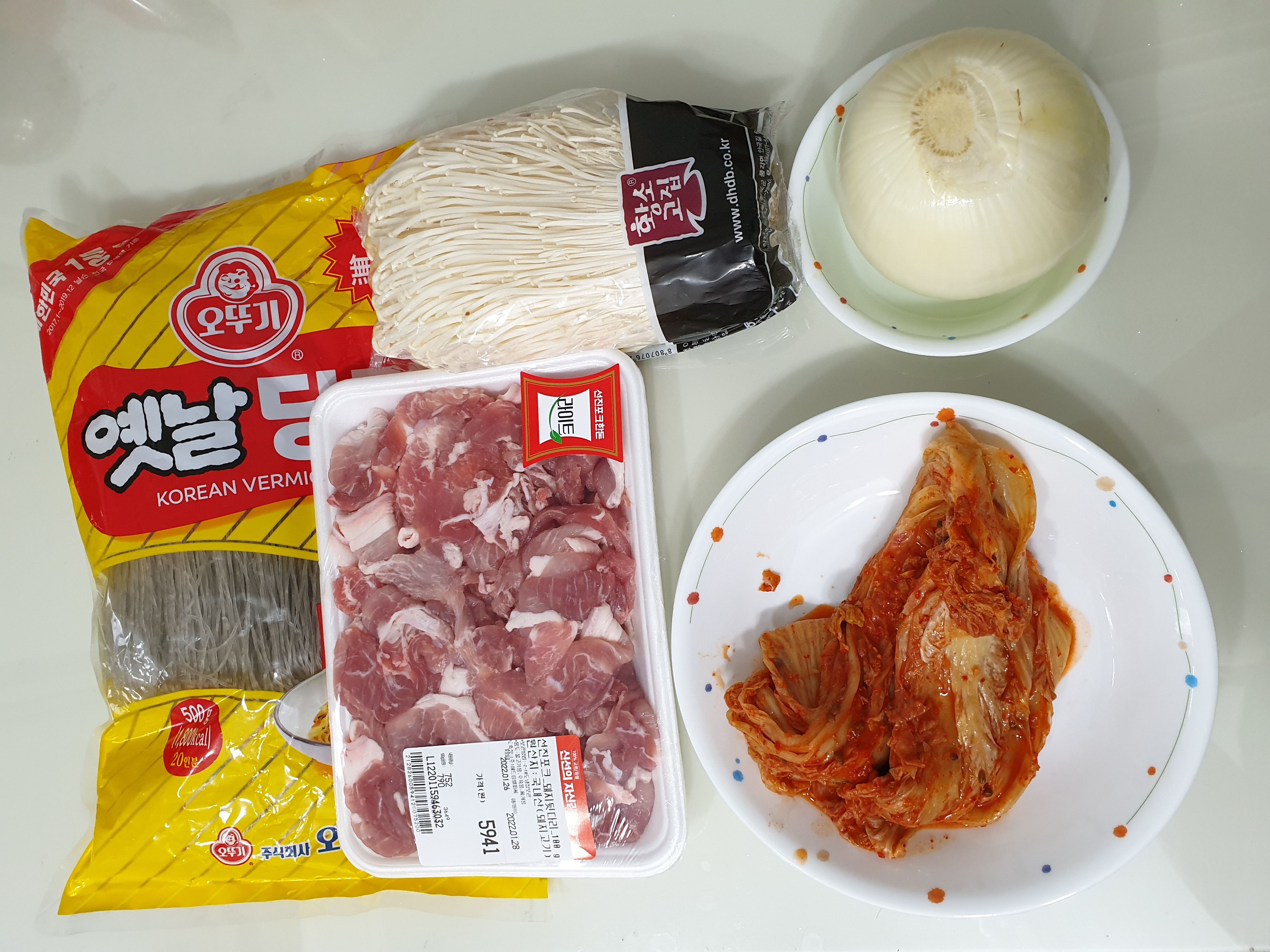 당면,돼지고기,팽이고섯