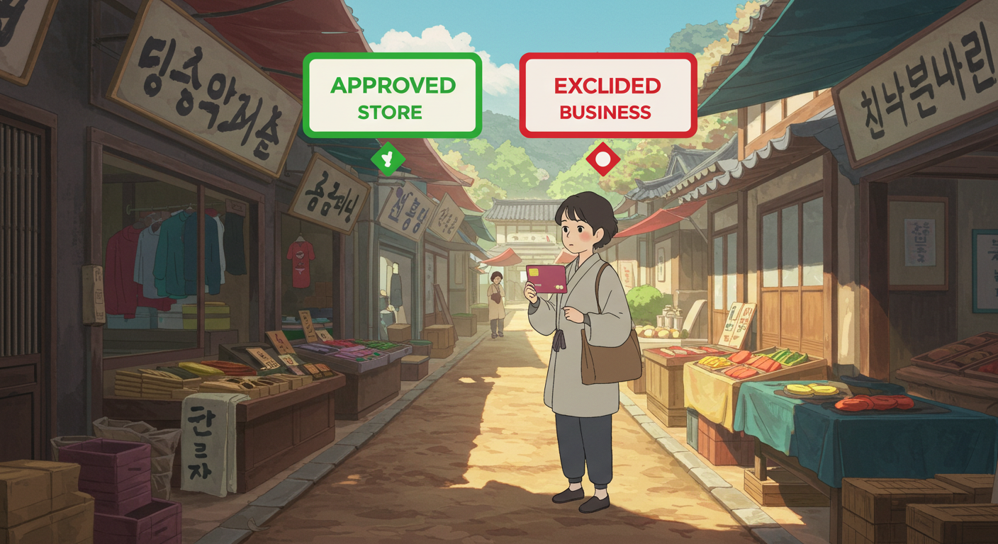 상생페이백 환급이 되는 매장과 안 되는 업종을 비교하는 장면