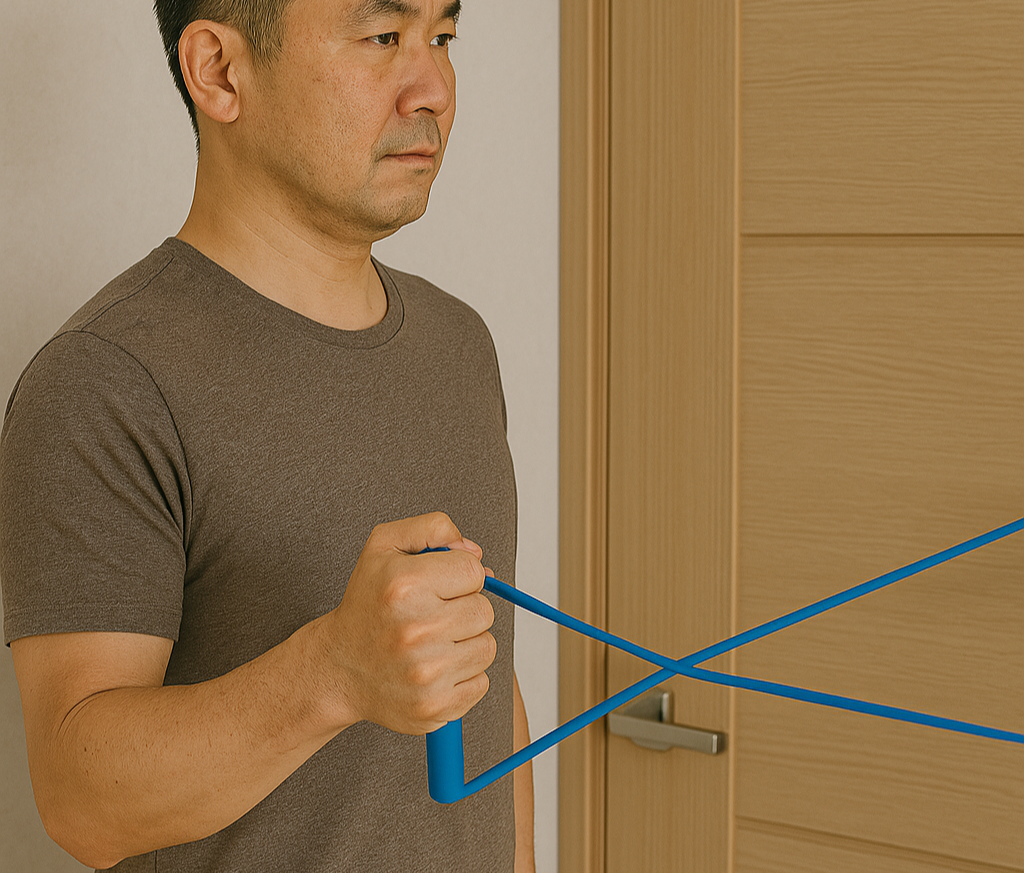 고무 밴드 외회전 운동