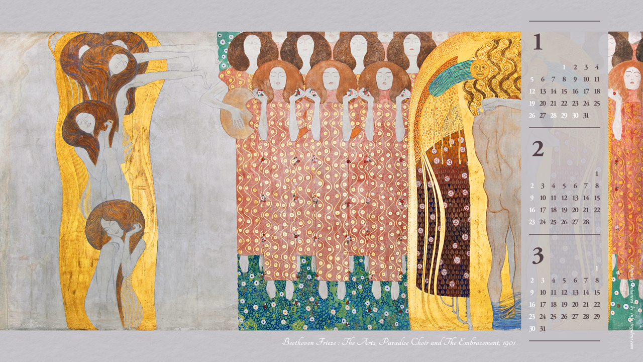 04 베토벤 프리즈, 예술, 천국의 합창단, 포옹 B - 2025년2월 노트북배경화면