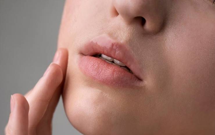 피부를 만지는 여자