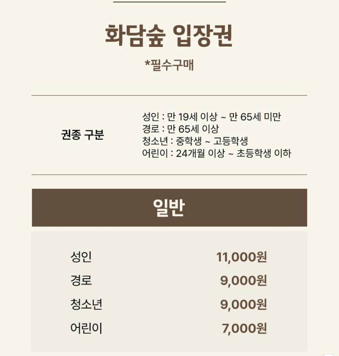 화담숲 입장료