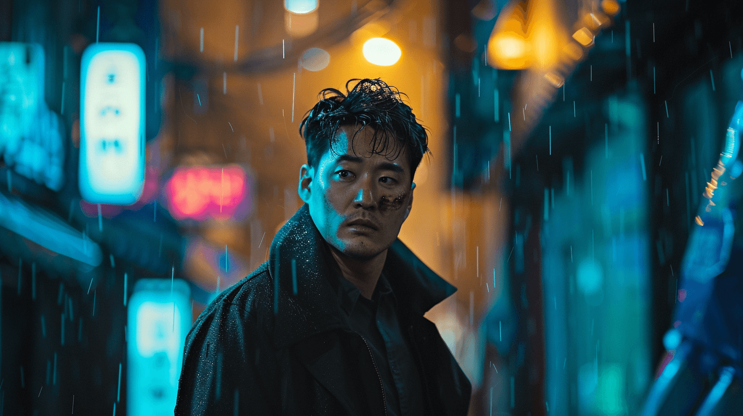 피를-흘리며-비-맞고-있는-남자