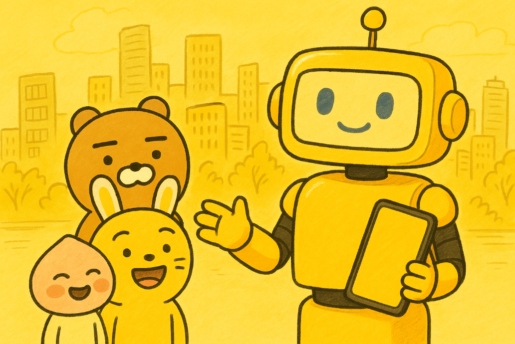 카카오 캐릭터와 AI 로봇 사진