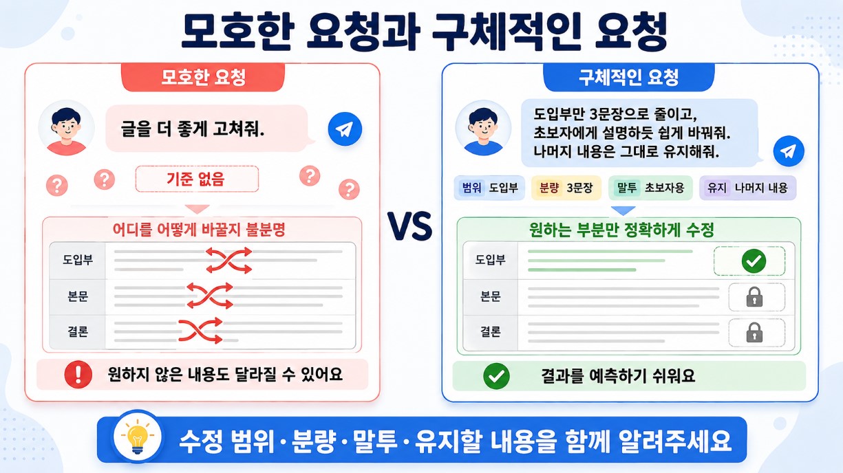 모호한 요청과 구체적인 요청