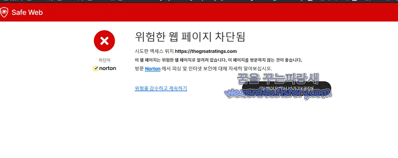 시만텍 Safe Web 에서 차단