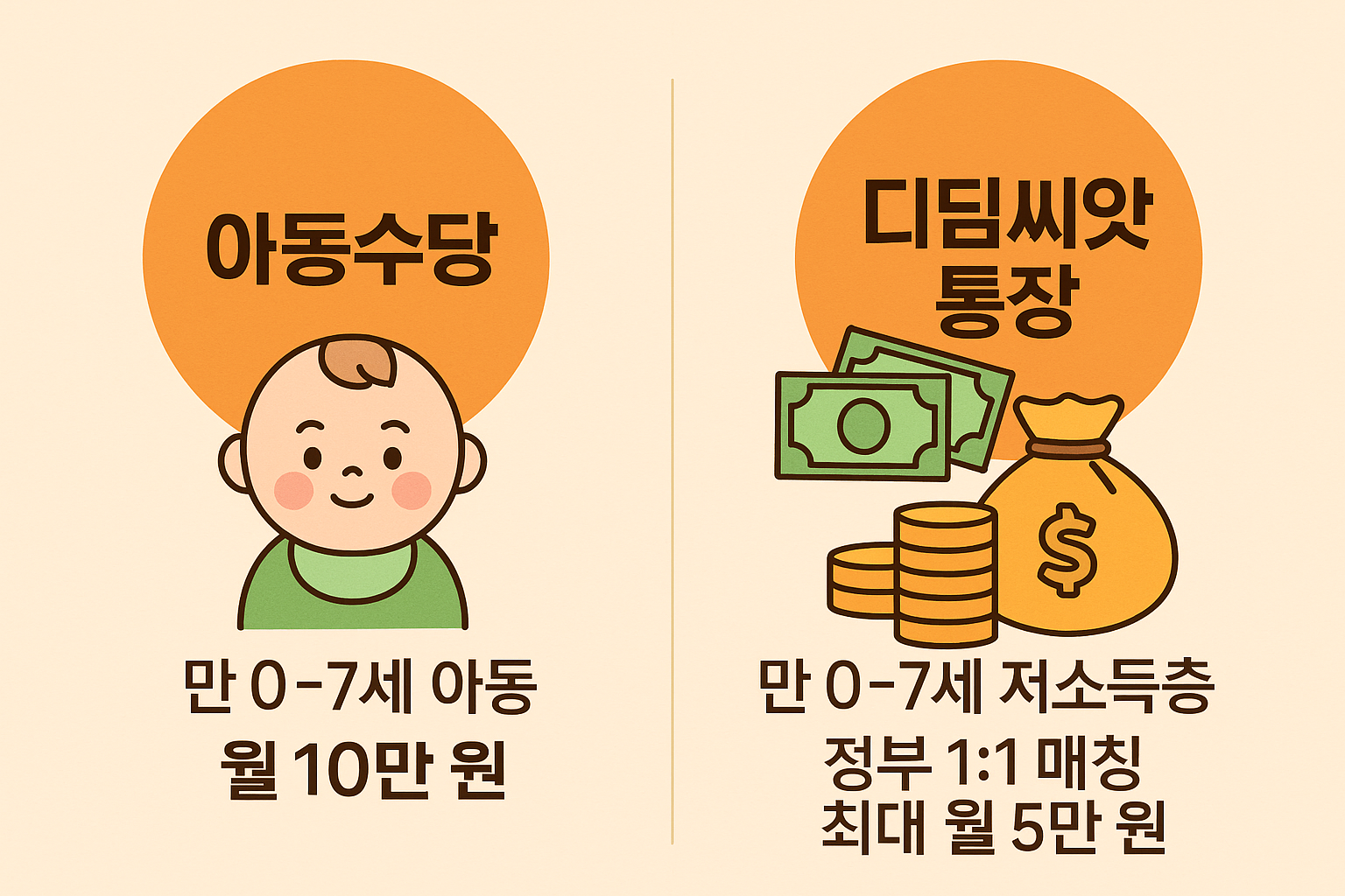 만 0~7세 아동을 위한 금융지원: 아동수당&middot;디딤씨앗통장 총정리