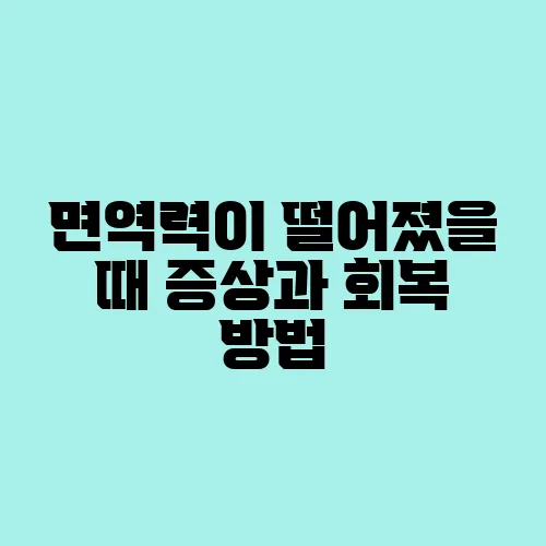 면역력이 떨어졌을 때 증상과 회복 방법