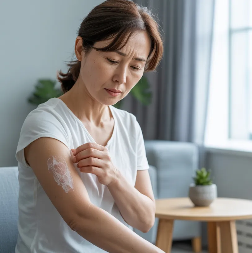 성인 아토피 문제로 긁고 있는 이미지