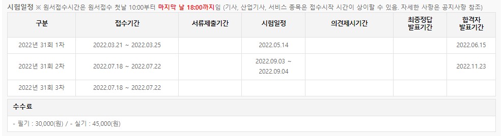 일정표