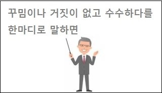 꾸밈이나 거짓이 없고 수수하다를 한마디로 말하면