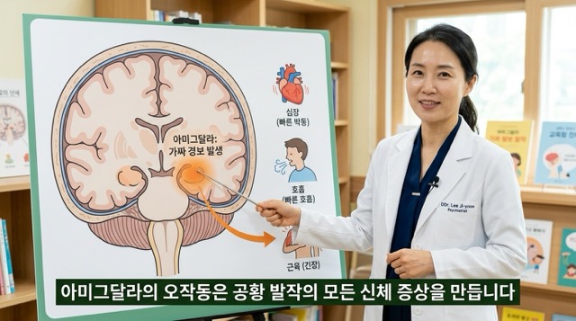 황장애 뇌 편도체 잘못된 경보 아드레날린 교감신경 악순환 상세"