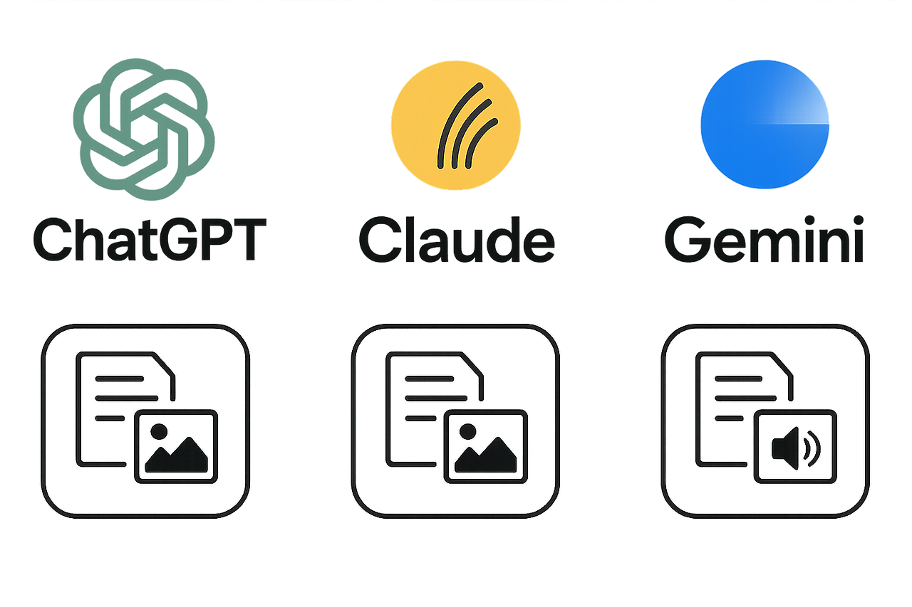 주요 AI 모델들의 멀티모달 기능 비교