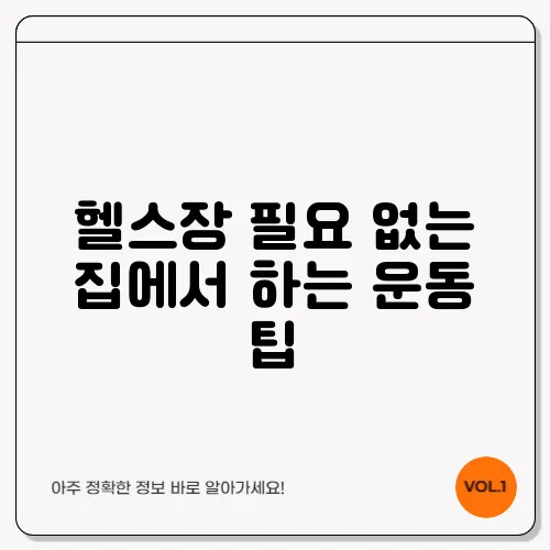 헬스장 필요 없는 집에서 하는 운동 팁