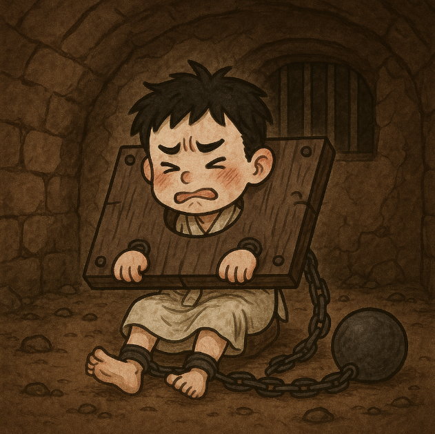 지하 감옥에 갇힌 소년
