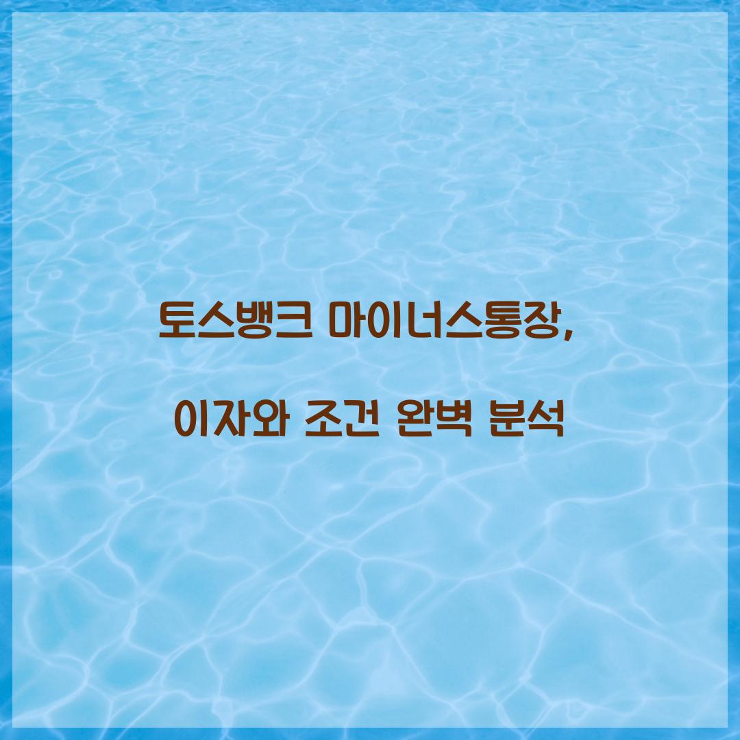 토스뱅크 마이너스통장