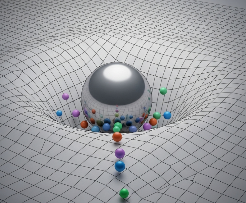 중력에 의한 시공간의 휘어짐
