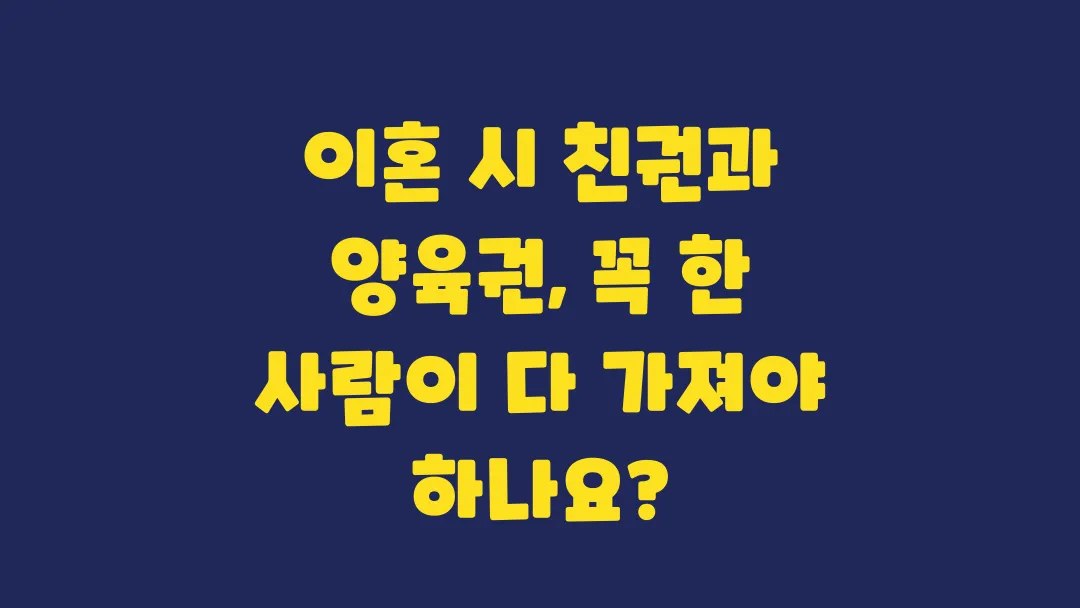 이혼 시 친권과 양육권 꼭 한 사람이 다 가져야 할까?