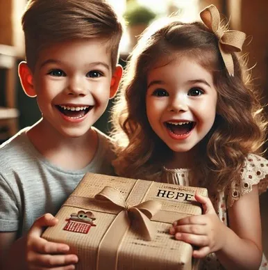 선물받고 행복한 아이들의 모습