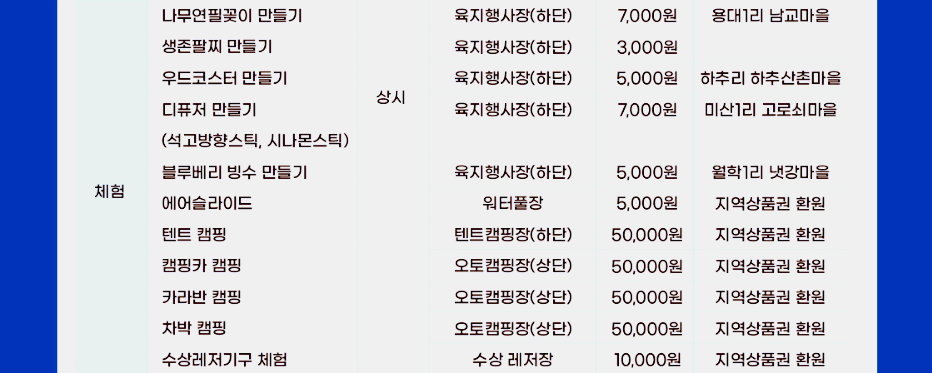 인제 캠프페스티벌 일정표