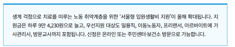 서울형 입원 생활비 지원