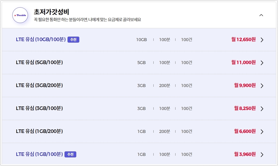 sk알뜰폰-초저가-요금제