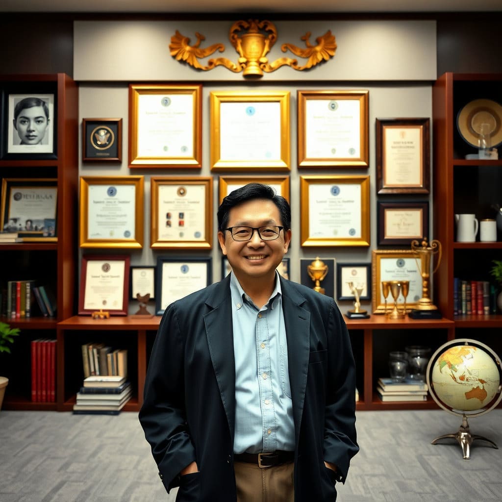 교수님의 뛰어난 업적과 사회적 기여를 한눈에 보여주는 이미지로, 신뢰성과 권위를 더해줍니다.