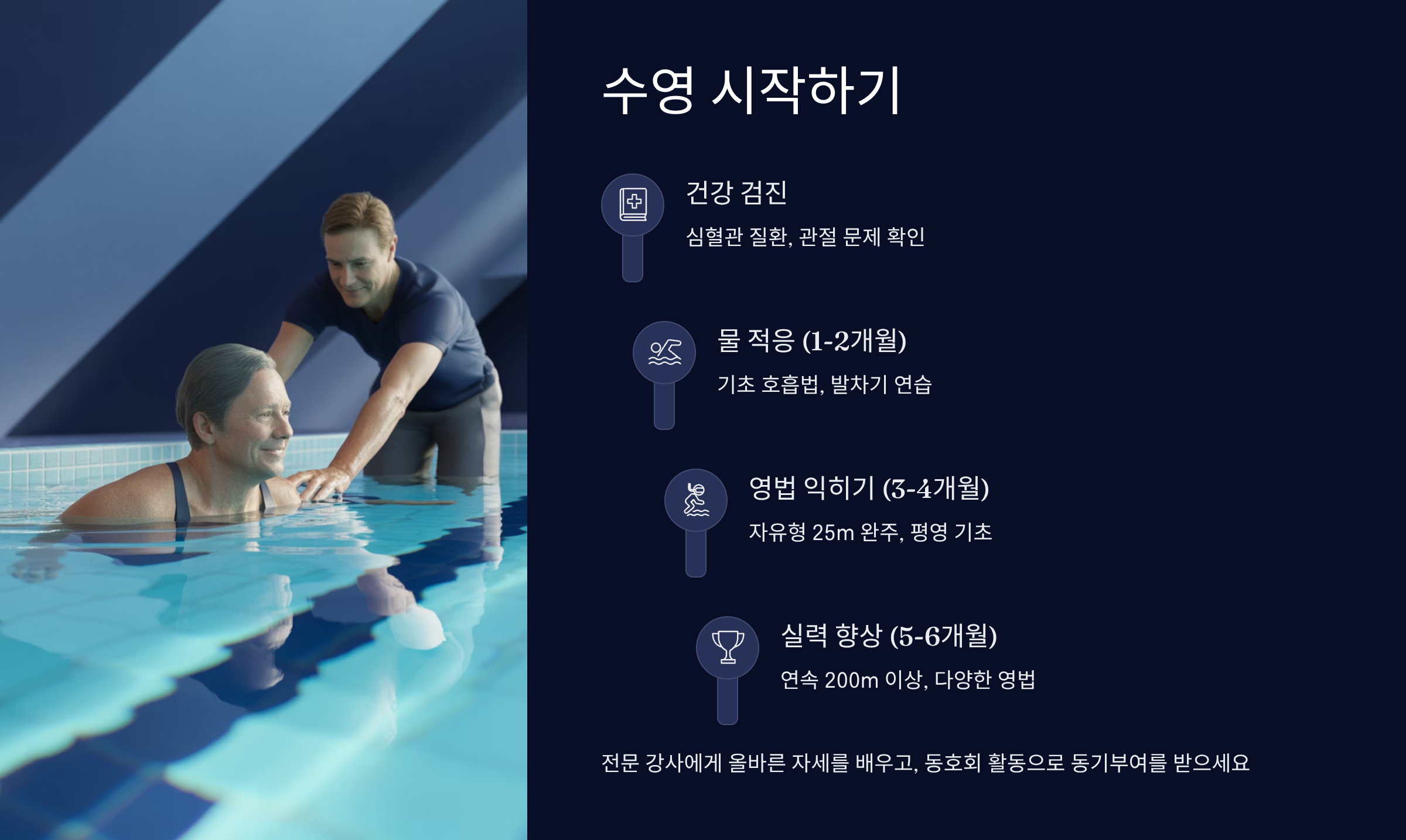 중년에 수영 시작하는 방법