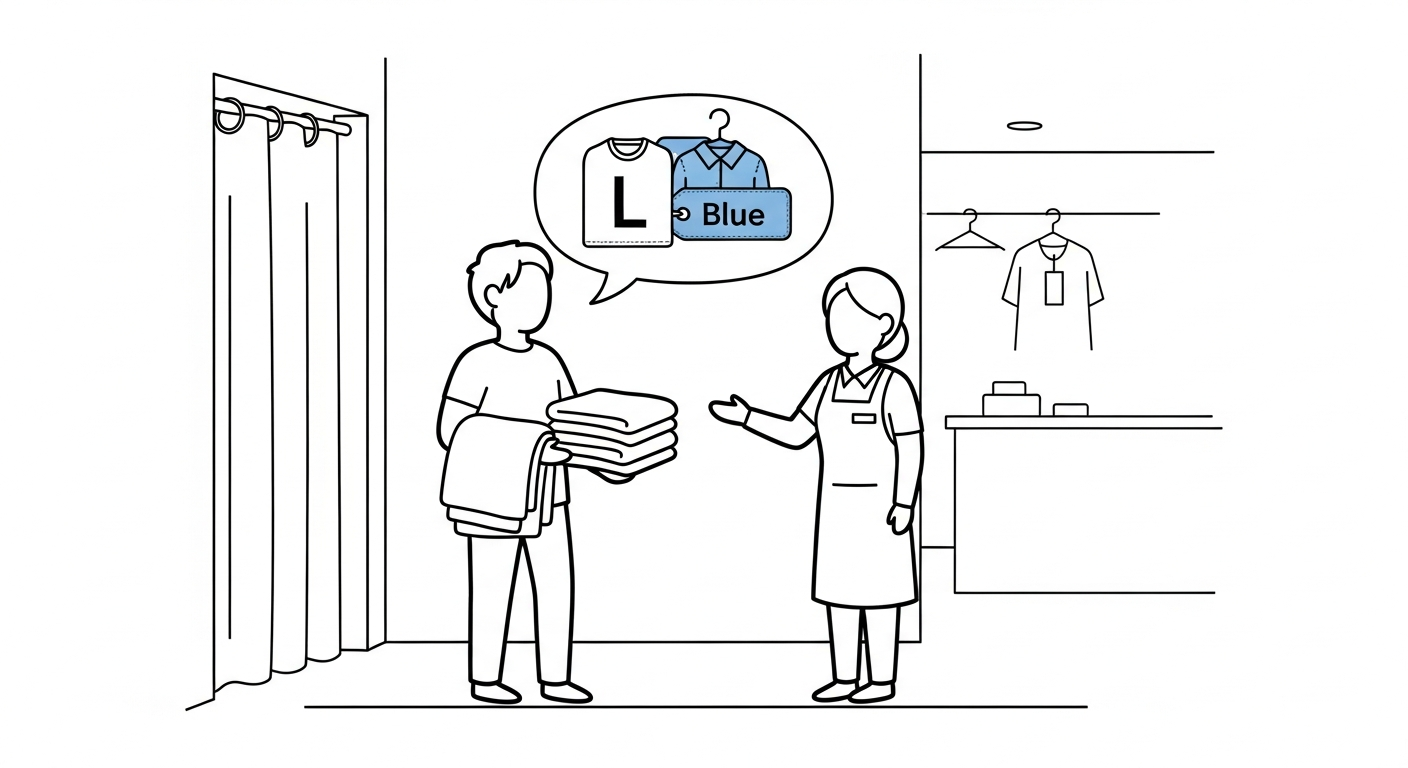 옷 사이즈 색상 문의 영어