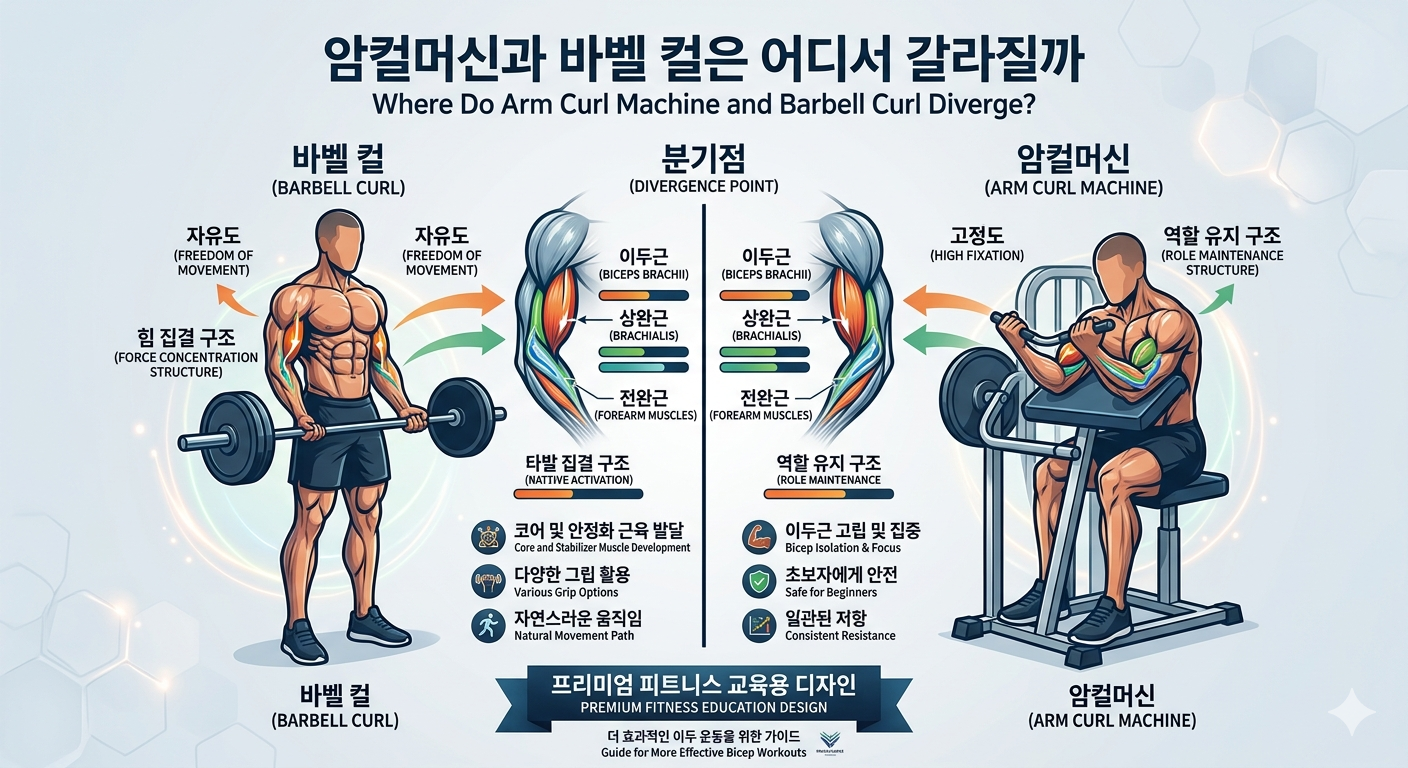 암컬머신과 바벨 컬은 어디서 갈라질까