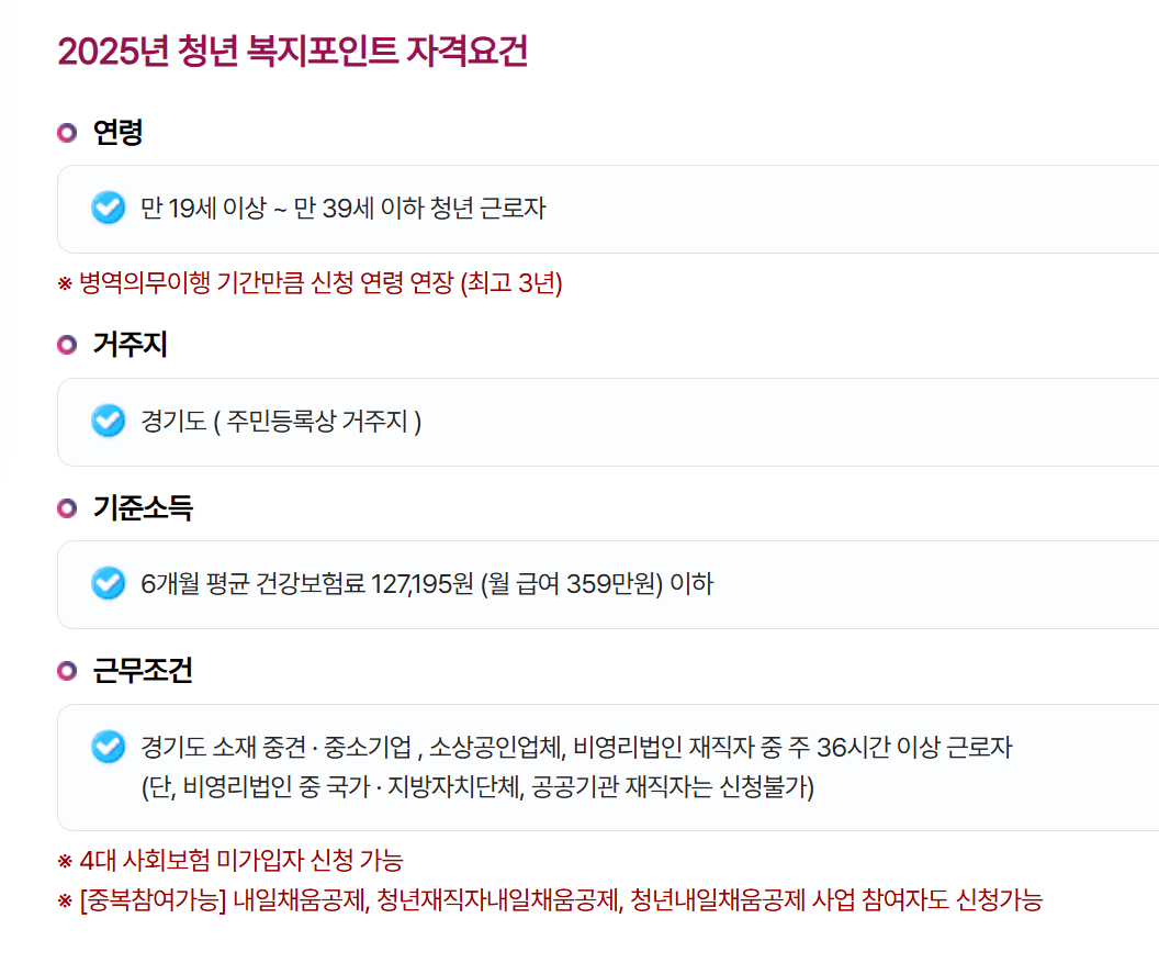 경기도 청년 복지포인트 자격요건