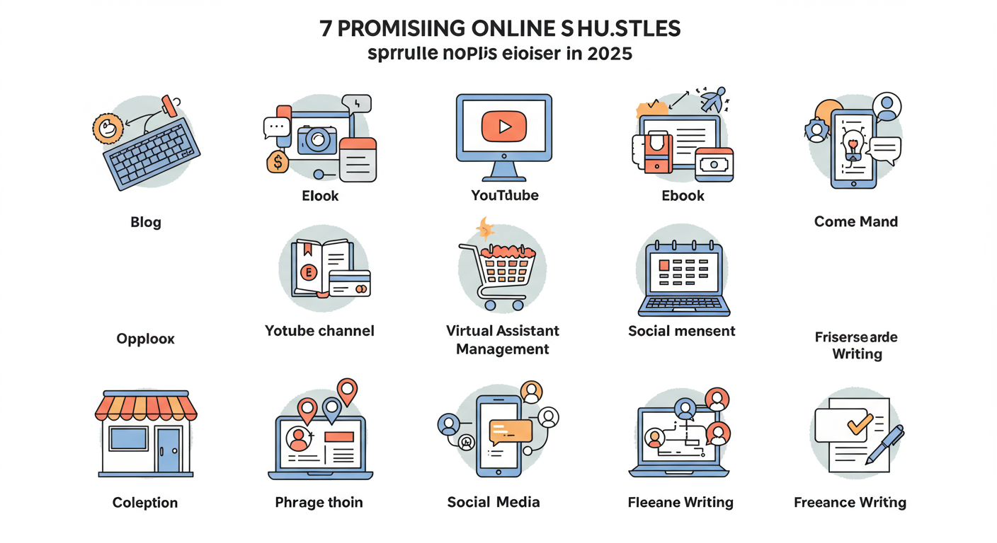 7가지 부업을 시각적으로 한눈에 보여주는 개요 인포그래픽