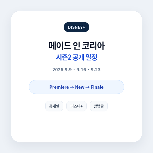메이드 인 코리아 시즌2 공개 일정과 디즈니플러스 보는 방법