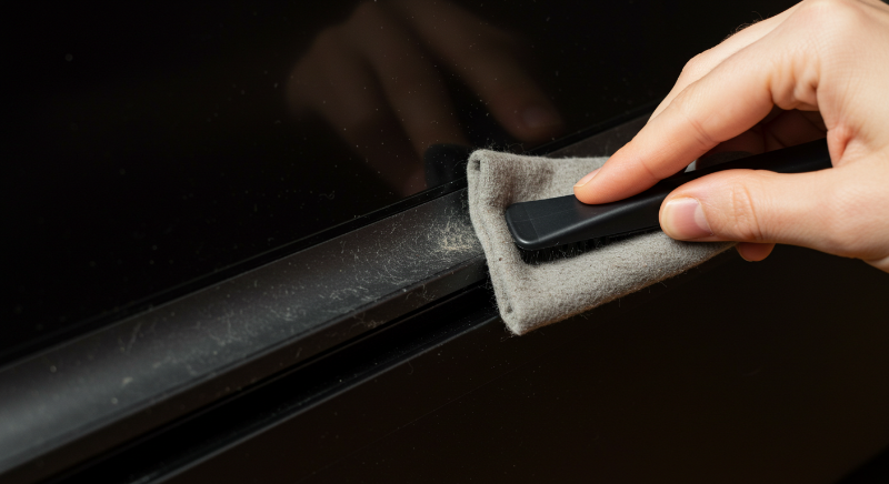 쌓인 먼지를 조심스럽게 닦아냅니다.