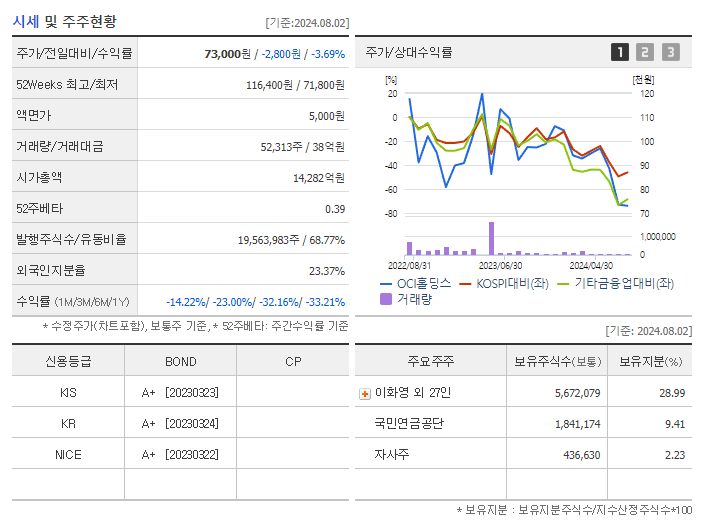 OCI홀딩스_기업개요