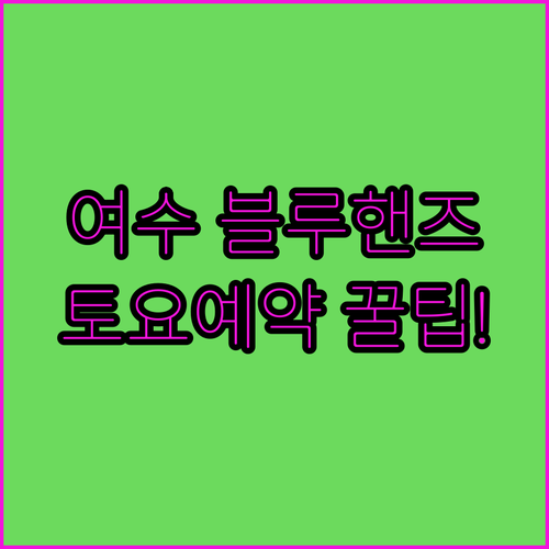 여수 블루핸즈 운영 시간과 토요일 정..