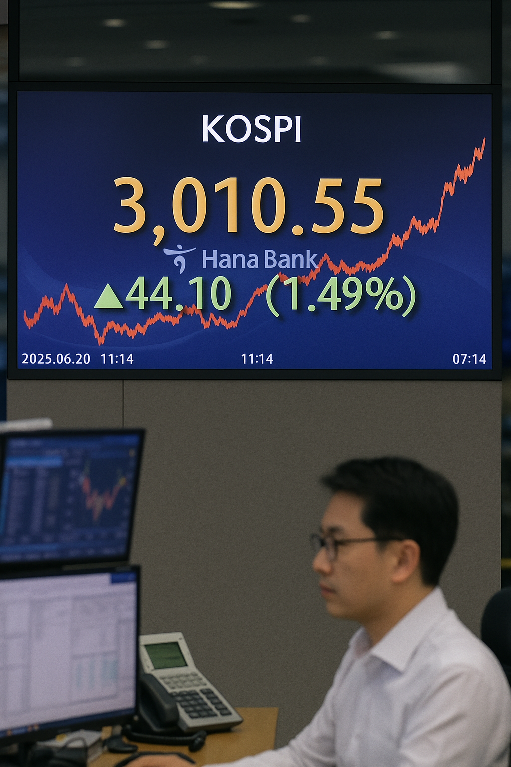 코스피 3,010 표시 코스피 3,000피 탈환