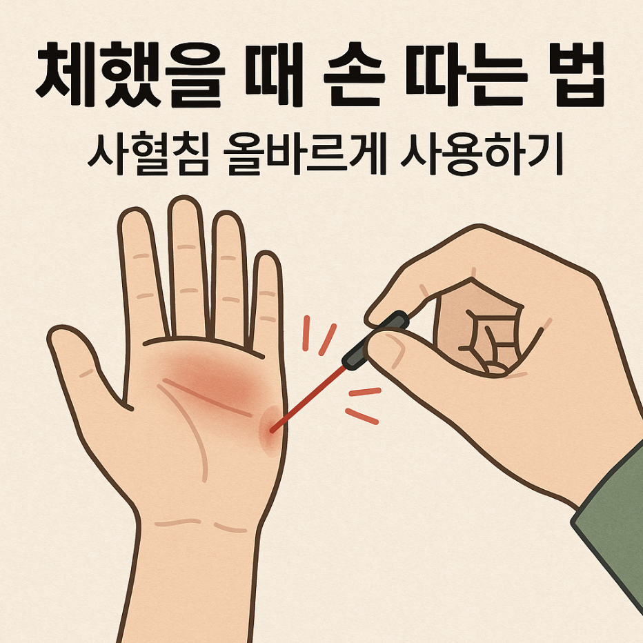 체했을 때 손 따는 법, 사혈침 올바르게 사용하기