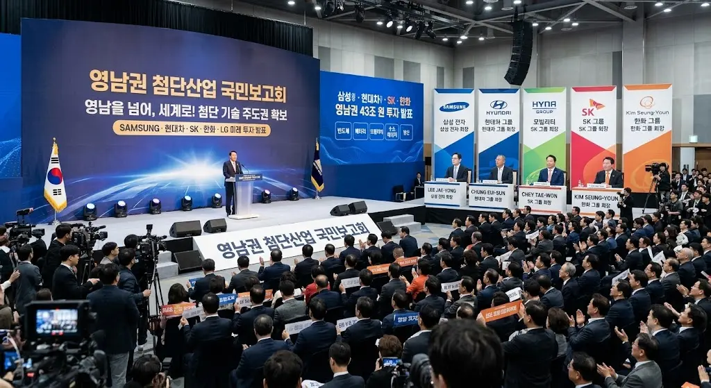 영남권 첨단산업 국민보고회 삼성 현대차 SK 한화 투자 발표
