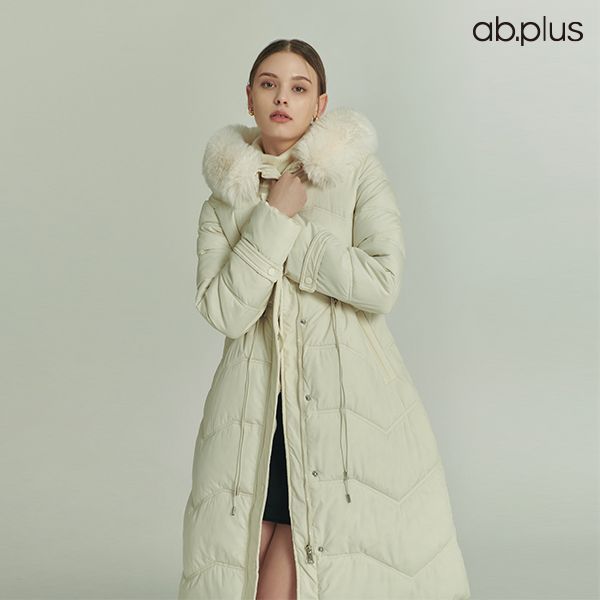 에이비플러스 ab plus 펄리 후드 스트링 퀄팅 롱 패딩 LSW4MU92A
